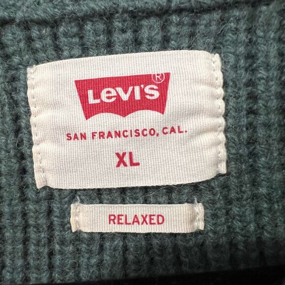 Levi's Men's Relaxed Fit Wool‎ Sweater Crewneck Longsleeve Dark Green Size XL - Picture 3 of 7
